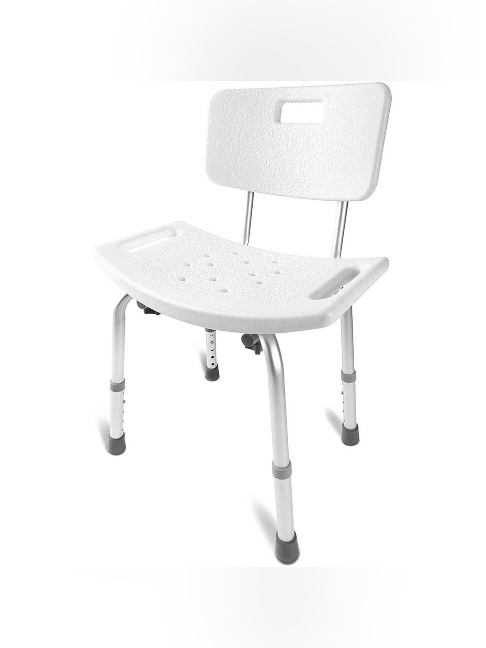 White Shower/Transfer Bench with Gray Legs adjustable for highest comes withgift